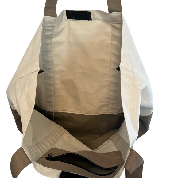 BIG DOGS  Beach Tote Large sturdy canvas shoulder bag cream  and tan - Picture 3 of 4